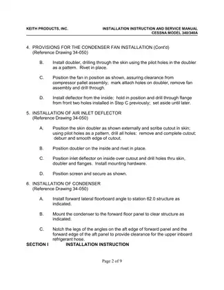 Cessna 340, 340A, N346DW installation, instruction and service manual Preview image 5