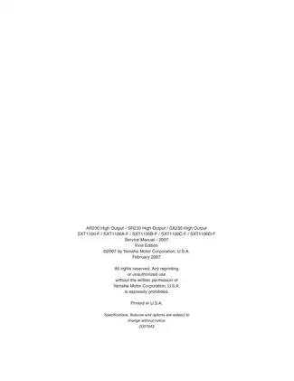 2007 Yamaha AR/SR/SX230 High Output Service Manual Preview image 2