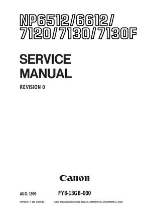 Canon NP 6512, 6612 NP 7120, NP 7130, NP 7130F copier service manual Preview image 1