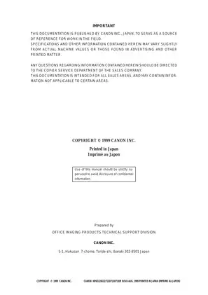 Canon NP6512/6612/7120/7130/7130F Service Manual - Comprehensive Guide Preview image 2
