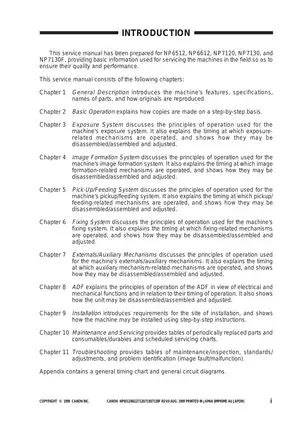 Canon NP6512/6612/7120/7130/7130F Service Manual - Comprehensive Guide Preview image 3