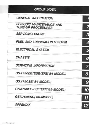 Comprehensive Suzuki GSX750E/ES Service Manual (1984-1986) Preview image 3