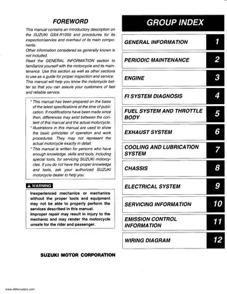 Suzuki GSX-R1000 Service Manual - Comprehensive Guide for 2003 Models Preview image 2