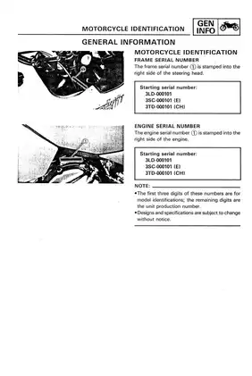 1989-1997 Yamaha XTZ750 Super Tenere manual Preview image 3