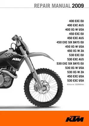 2009 KTM 400 XC-W,  450 XC-W, 530 XC-W, 450 EXC repair manual