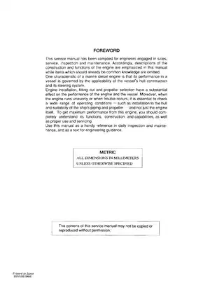 Yanmar Marine Diesel Engine Service Manual (6LY2 Series) Preview image 4