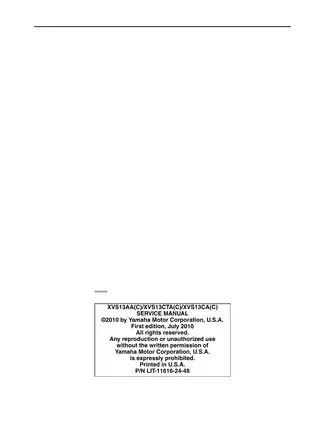 Yamaha XVS13AA(C)/XVS13CTA(C)/XVS13CA(C) Service Manual (2010 Edition) Preview image 2