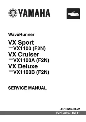 2010-2012 Yamaha VX1100 WaveRunner, VX Cruiser, Deluxe, Sport service manual Preview image 1