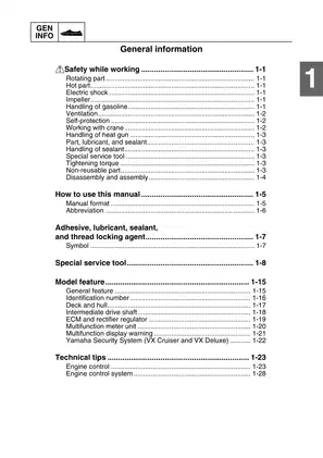 2010-2012 Yamaha VX1100 WaveRunner, VX Cruiser, Deluxe, Sport service manual Preview image 5