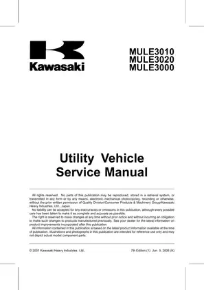 Kawasaki Mule 3000, 3010, 3020 Utility Vehicle Service Manual - Comprehensive Guide Preview image 5
