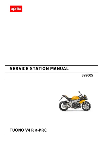 2011 Aprilia Tuono V4 R a-PRC Service Station Manual (P/N 899005)