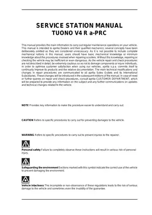 Aprilia Tuono V4 R a-PRC Service Station Manual Preview image 3