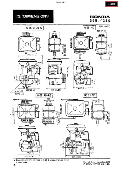 Honda G65/G80 Engines Service Manual (P/N 07935-8050001, OEM)