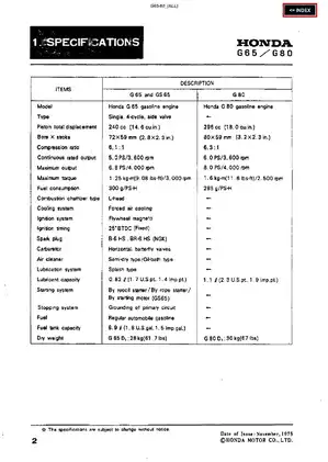 Honda G65, G80 horizontal shaft engine manual Preview image 4