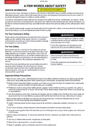Honda GC190 horizontal shaft engine service manual Preview image 1