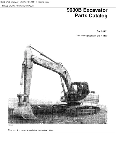1994 CASE 9030B Crawler Excavator Parts List (P/N Bur 7-1161)