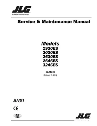 JLG Scissor Lift 1930ES, 2030ES, 2630ES, 2646ES, 3246ES manual Preview image 1