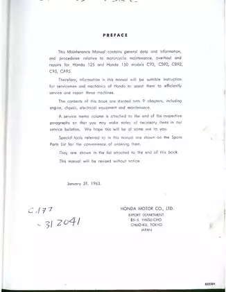 Comprehensive Honda Motorcycle Service Manual: C92, C95, CB92, CA95 (1963) Preview image 2