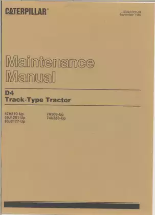 Caterpillar D4 track-type tractor maintenance manual Preview image 1