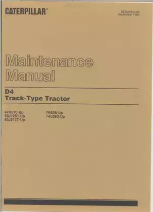 Caterpillar D4 track-type tractor maintenance manual
