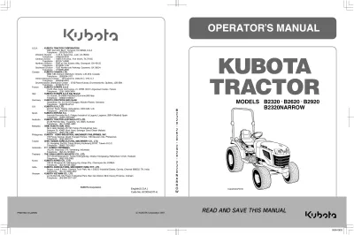 2007 Kubota B2320 / B2620 / B2920 / B2320NARROW Operator's Manual (P/N 6C300-6311-6)
