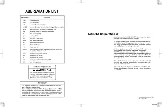 KUBOTA Tractor Operator's Manual (2023) Preview image 2