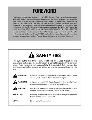 Kubota B2320, B2620, B2920 compact utility tractor operator´s manual Preview image 4