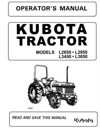 Kubota Tractor Operator’s Manual for L2650, L2950, L3450, and L3650 Models