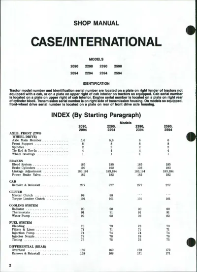 1978–1985 Case/International 2294, 2394, 2594 Tractors Shop Manual (P/N C4256-90954)