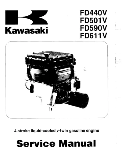 Kawasaki FD440V, FD501V, FD590V, FD611V Gasoline Engine Service Manual (P/N 99924-2041–02)