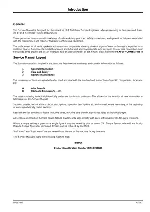 JCB Teletruk Service Manual (M/c No. 788001) - Comprehensive Guide for Maintenance and Repair Preview image 3