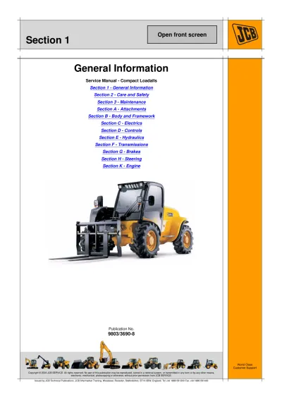 JCB 520-40, 524-50, and 527-55 Service Manual (P/N 9803/3690-10)