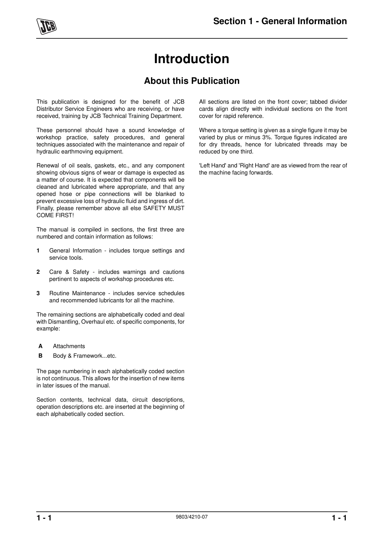 JCB 407B, 408B, 409B, 410B, 411B Wheeled Loading Shovel repair manual Preview image 5