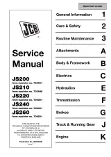 2006 JCB JS200, JS210, JS220, JS240, and JS260 Tracked Excavator Service & Repair Manual (P/N 9803/6400) – preview page 1
