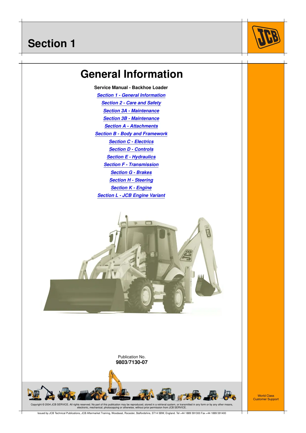 JCB 2CX, 210, 212 Backhoe Loader repair manual