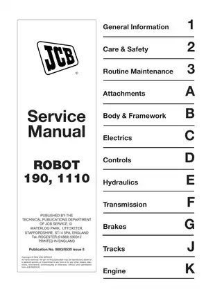 2001-2008 JCB Robot 190, 1110 mini excavator service manual Preview image 1