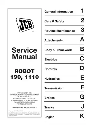 2001-2008 JCB Robot 190, 1110 mini excavator service manual