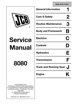 JCB Service Manual: Excavator 8080 Comprehensive Guide