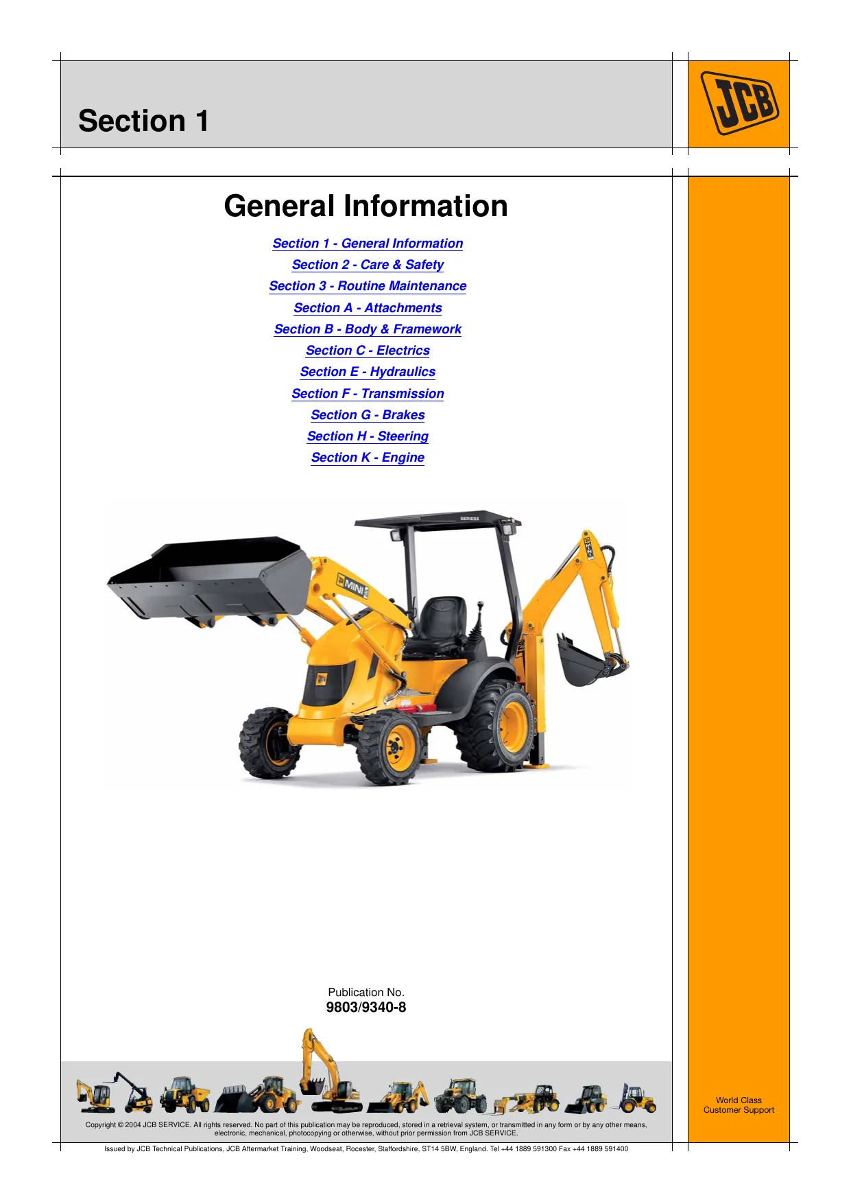 JCB Mini CX Backhoe Loader manual