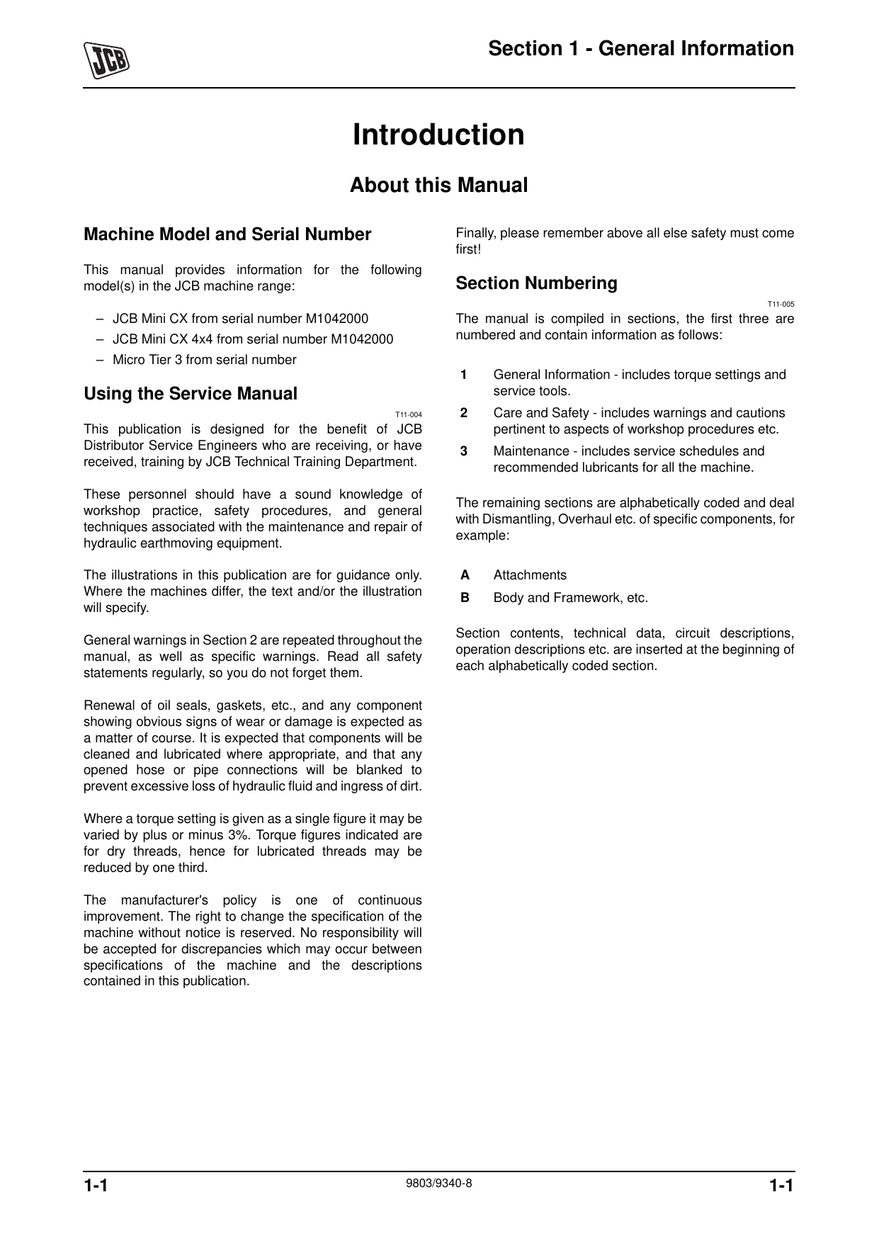 JCB Mini CX Backhoe Loader manual Preview image 5