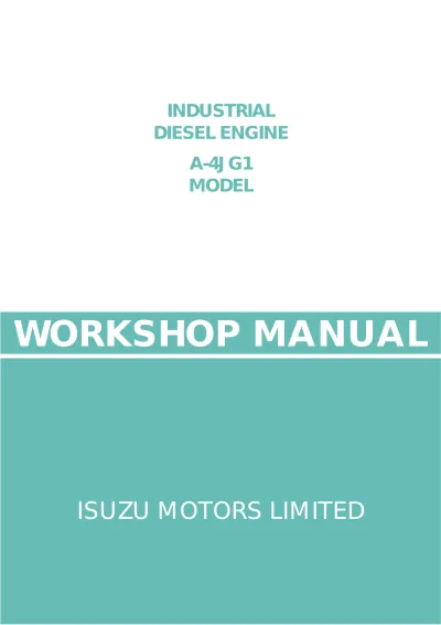Isuzu A-4JG1 Diesel Engine  Workshop Manual (P/N 9806–2180)