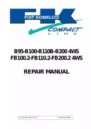 Kobelco B95, B100, B110B, B200B(4WS), FB100.2, FB110.2, FB200.2(4WS), E40SR, E45SR EVOLUTION Mini Backhoe Loader manual Preview image 1