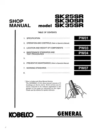 Kobelco SK25SR, SK30SR, SK35SR mini excavator manual Preview image 4