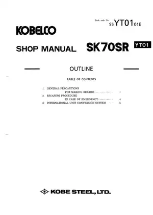 Kobelco SK70SR Hydraulic Excavator Shop Manual Preview image 5