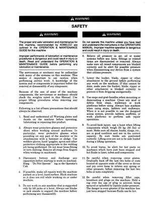 Kobelco SK200 SK210 Hydraulic Excavator Service Manual Preview image 2
