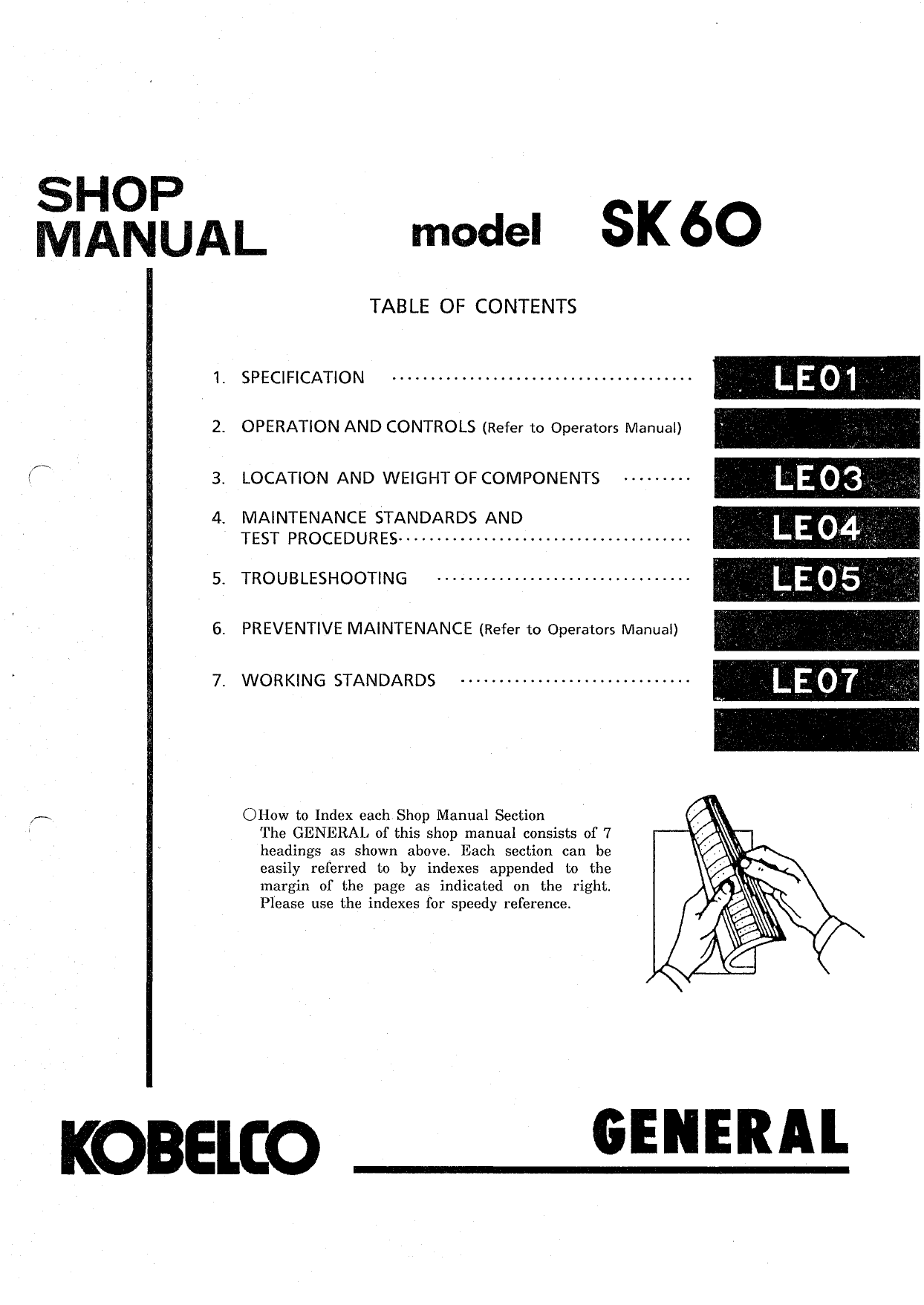 Kobelco SK60 compact excavator shop manual Preview image 4