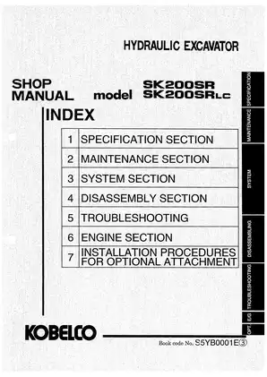 Kobelco SK 200SR, SK 200SRLC hydraulic excavator shop manual Preview image 1