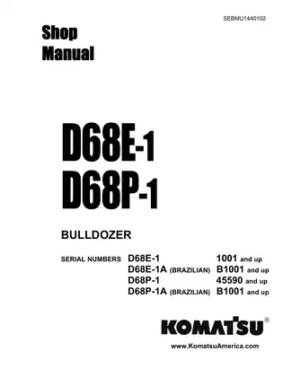 Komatsu D68E-1, D68P-1 bulldozer shop manual Preview image 1