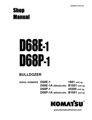 Komatsu D68E-1 Bulldozer Service Manual
