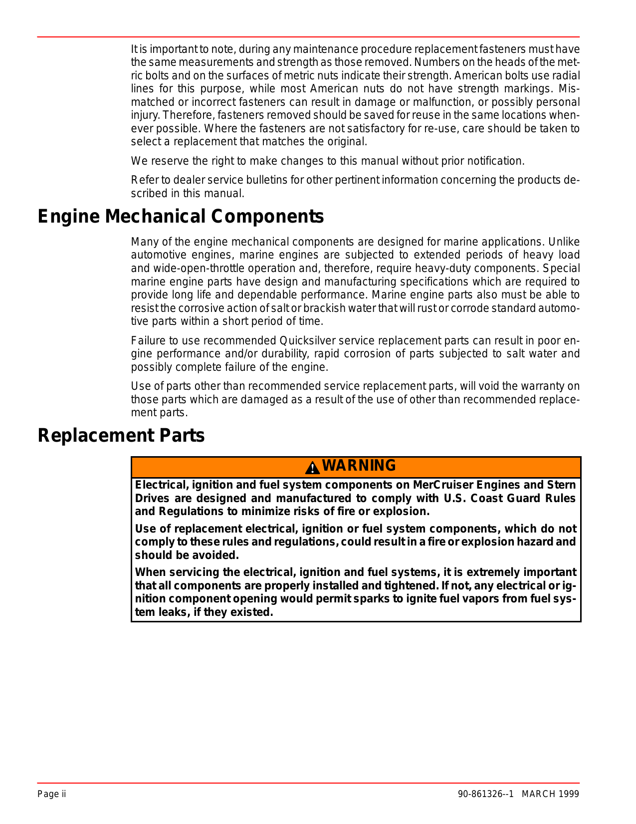 Mercury Mercruiser Marine engine Number 23, GM V-8 454 CID (7.4L)/502 CID (8.2L) service manual Preview image 3